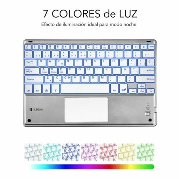 Bluetooth klaviatūra su atrama planšetei Subblim SUB-KBT-SMBT50 Sidabras Ispaniška Qwerty QWERTY