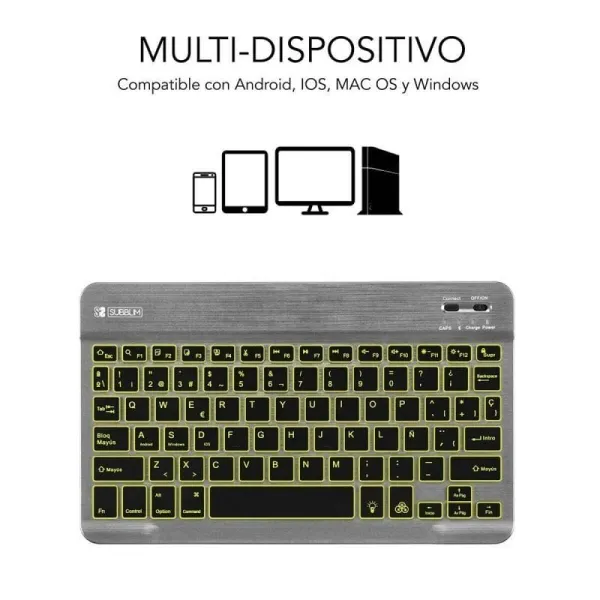Bluetooth-клавиатура Subblim SUB-KBT-SMBL31 Серый Испанская Qwerty