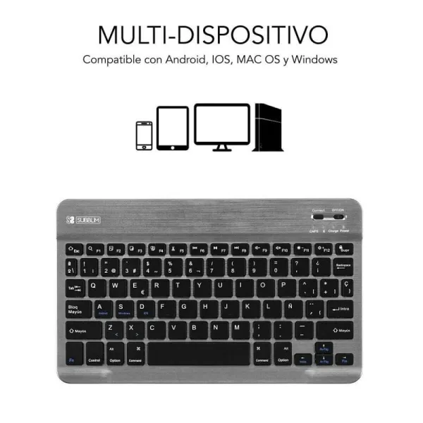 Blueutooth klaviatūra Subblim SUB-KBT-SM0002 Pelēks Spāņu Qwerty
