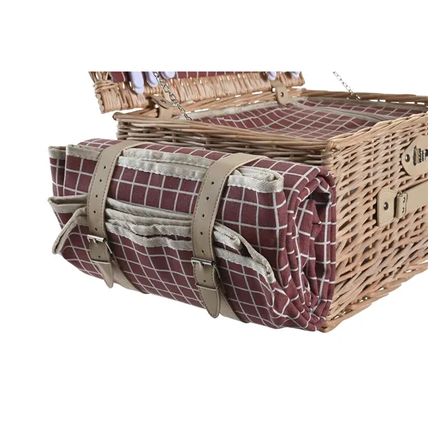 Basket DKD Home Decor Picnic Natural Red wicker (44 x 30 x 22 cm)