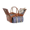 Basket DKD Home Decor Picnic Brown Navy Blue wicker 42 x 30 x 20 cm