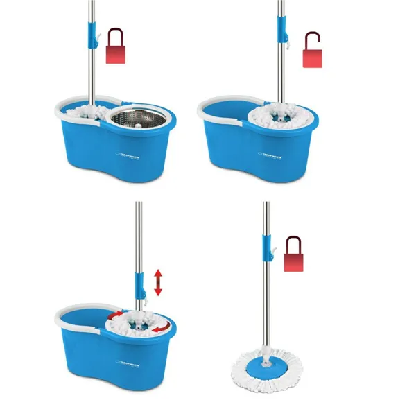 Mop with Bucket Esperanza EHS006 Blue White Microfibre