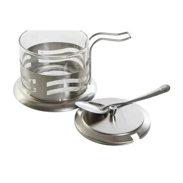 Sugar Bowl DKD Home Decor Basic Silver Stainless steel Crystal 15 x 10,5 x 10 cm