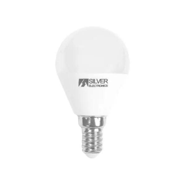 Spherical LED Light Bulb Silver Electronics E14 7W Warm light