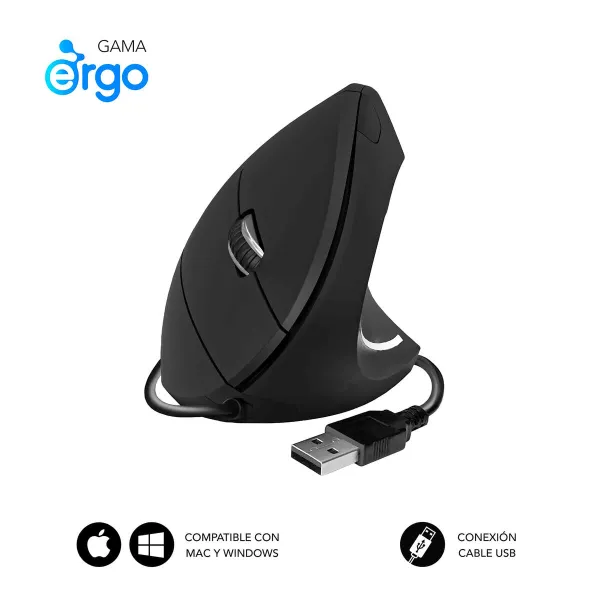 Ergonomiška optinė pelė Subblim SUBMO-EDGVU01 Juoda 1600 dpi