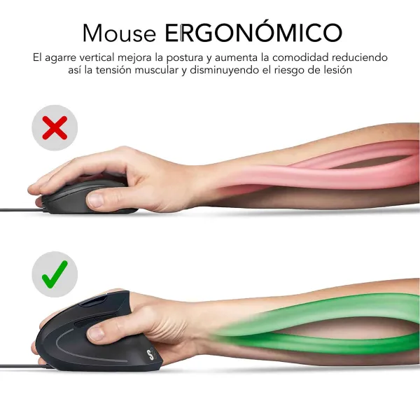 Ergonomiška optinė pelė Subblim SUBMO-EDGVU01 Juoda 1600 dpi