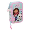 Double Pencil Case Gabby's Dollhouse Blue 12.5 x 19.5 x 4 cm (28 Pieces)