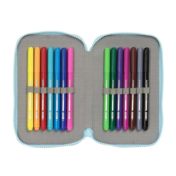 Double Pencil Case Gabby's Dollhouse Blue 12.5 x 19.5 x 4 cm (28 Pieces)