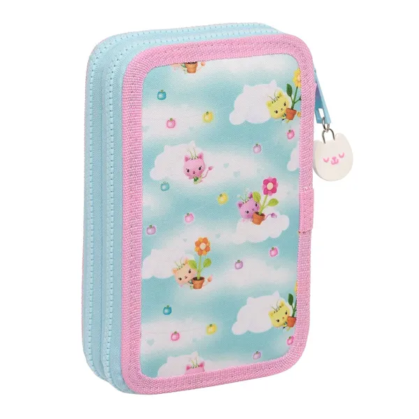 Double Pencil Case Gabby's Dollhouse Blue 12.5 x 19.5 x 4 cm (28 Pieces)