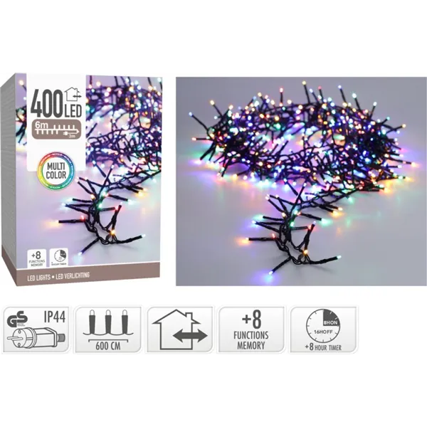 Maxi Cluster | Kerstverlichting | 400 LEDs - 6m - Multicolor - Timer & Light Functions