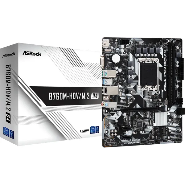Pagrindinė plokštė ASRock B760M-HDV/M.2 D4 LGA 1700 Intel B760