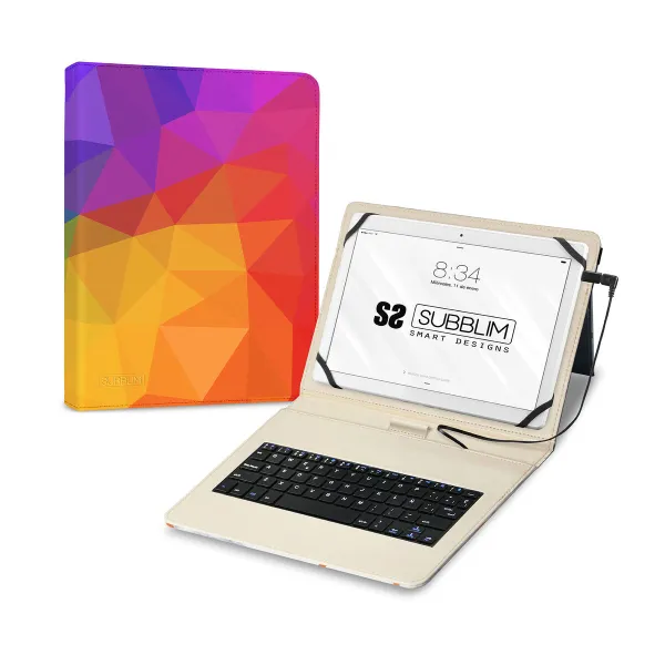 Planšetės ir klaviatūros dėklas Subblim SUBKT1-USB053 Spalvotas Ispaniška Qwerty QWERTY