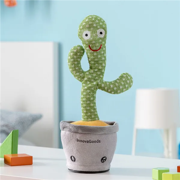 Rechargeable Dancing and Talking Cactus with Music and Multicoloured LED Cacxi InnovaGoods