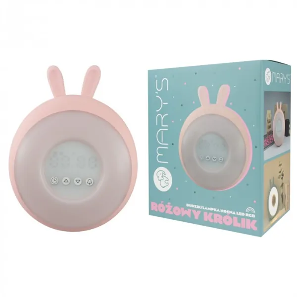 MARY'S ALARM CLOCK/NIGHT LAMP RGB LED PINK RABBIT