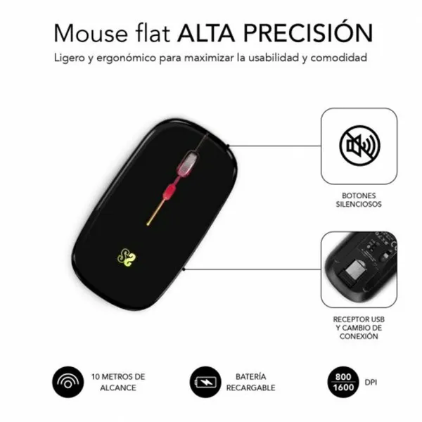 Беспроводная Bluetooth-мышь Subblim SUBMO-LDFLAT1 Чёрный 1600 dpi