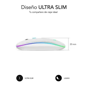 Juhtmevaba Bluetooth-hiir Subblim SUBMO-LDFLAT2 Valge 1600 dpi