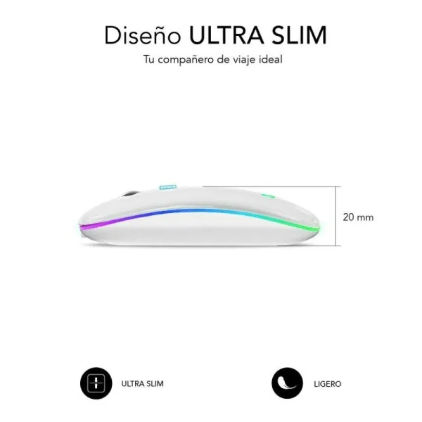 Juhtmevaba Bluetooth-hiir Subblim SUBMO-LDFLAT2 Valge 1600 dpi
