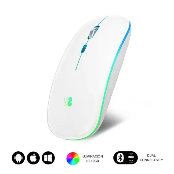 Juhtmevaba Bluetooth-hiir Subblim SUBMO-LDFLAT2 Valge 1600 dpi