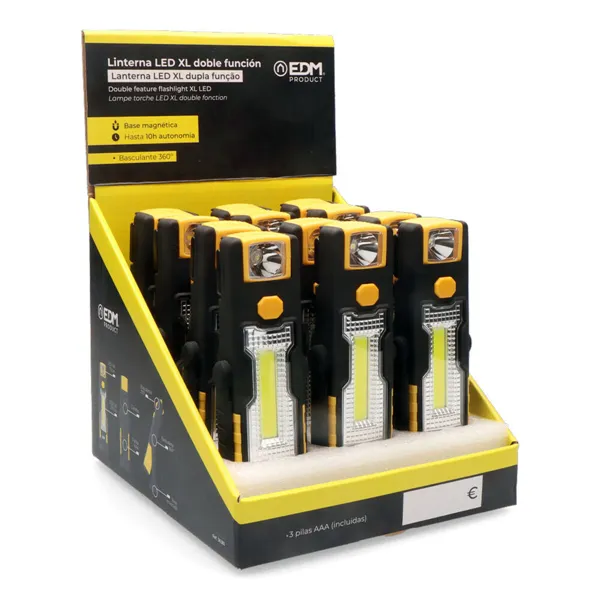 Torch LED EDM 36381 Cob XL 3 W Double-function Hook Magnet