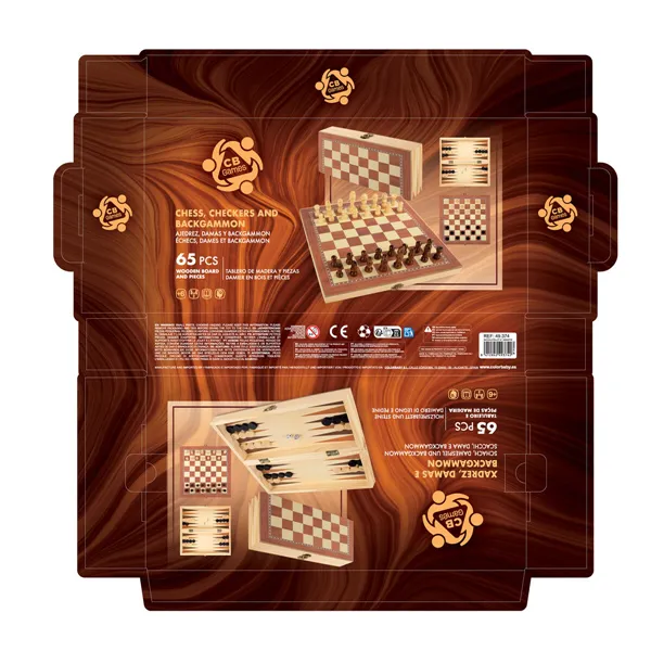 Chess and Checkers Board Colorbaby Backgammon Wood (6 Units)