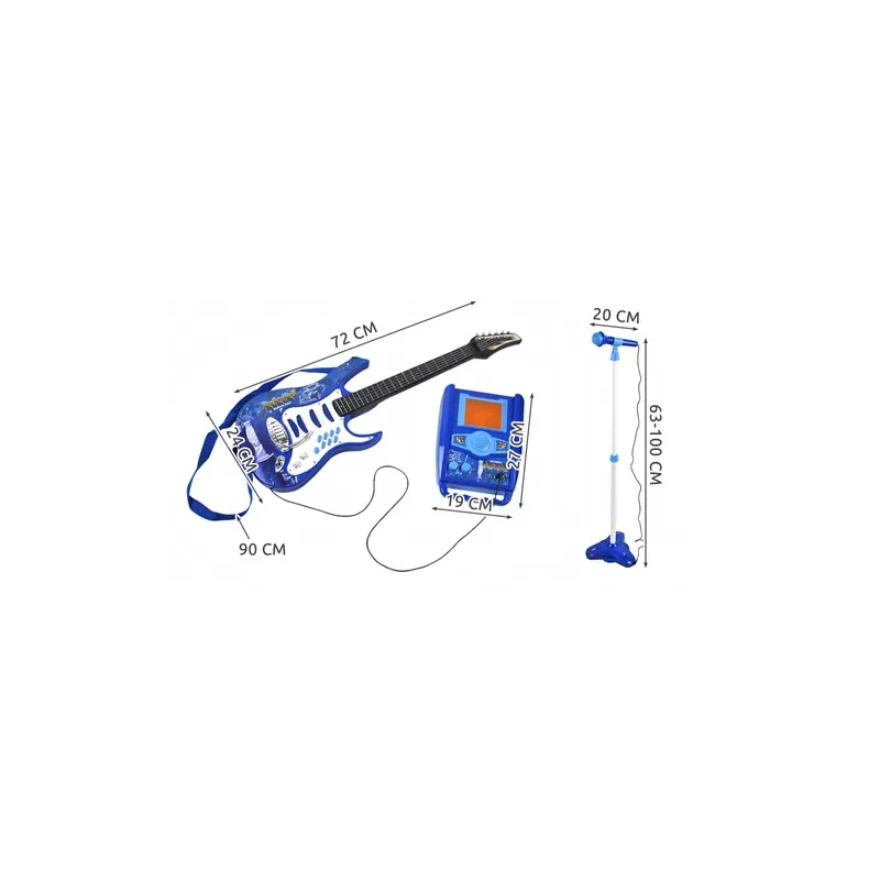 Electric guitar + microphone + amplifier blue 22409