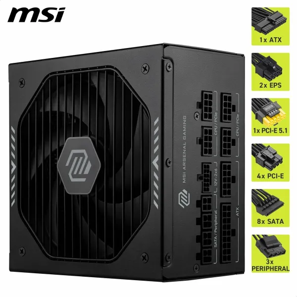 Maitinimo blokas MSI 306-7ZPIY11-CE0 850 W 80 Plus Gold ATX