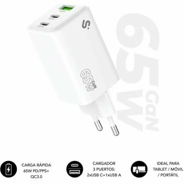 Sieninis įkroviklis Subblim SUBCHG-6G6530 Balta 65 W 120 W