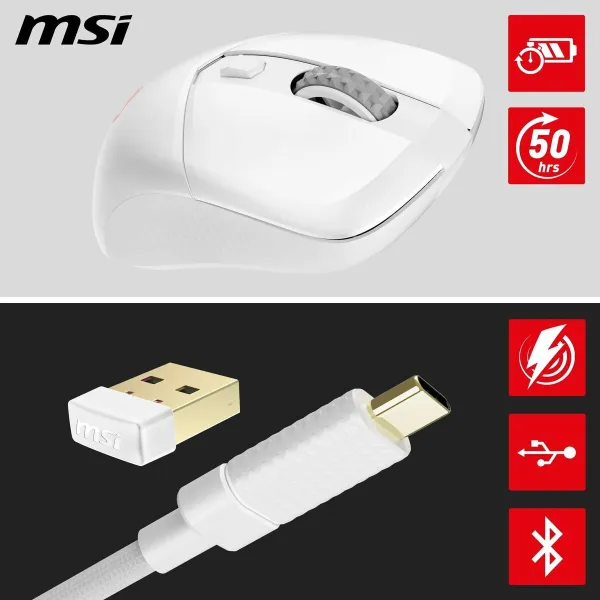 Hiiri MSI S12-4301440-CLA Valkoinen 8000 dpi