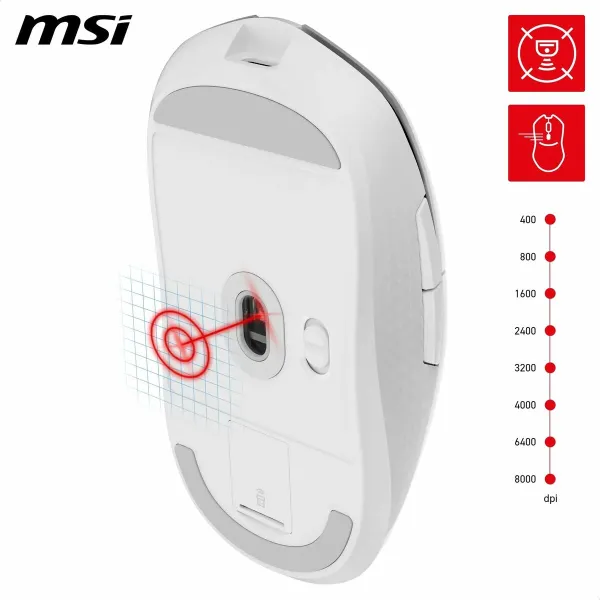 Hiiri MSI S12-4301440-CLA Valkoinen 8000 dpi