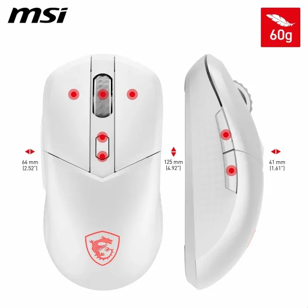 Hiiri MSI S12-4301440-CLA Valkoinen 8000 dpi