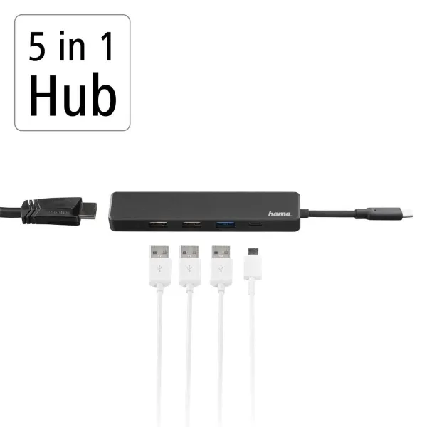 USB Hub Hama 00200117 Black 60 W