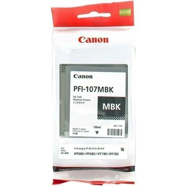 Oriģinālais Tintes Kārtridžs Canon PFI-107MBK Balts Melns matēts
