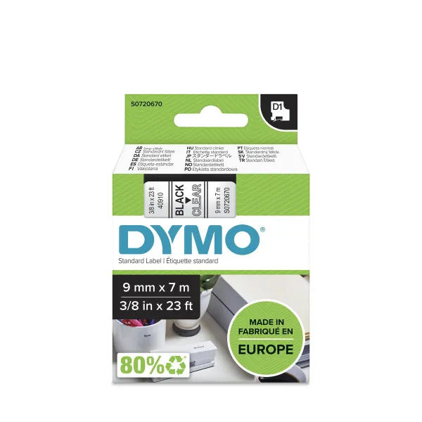 Laminēta lente iekārtu marķēšanai Dymo LM D1 Melns