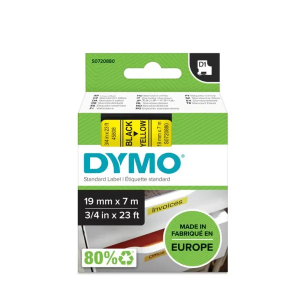 Uzlīmes Dymo S0720880 Melns/Dzeltens 7 m