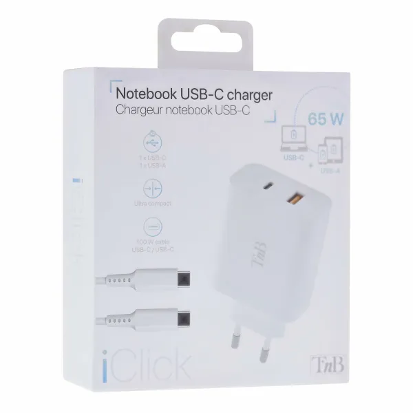 Зарядное для розетки + Кабель-USB-C T'NB CHNBTINY65 65 W
