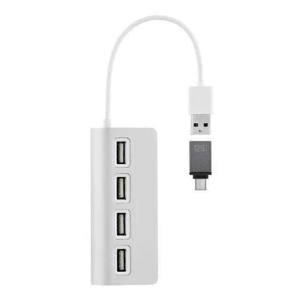 USB šakotuvas T'NB TNB HUB autoalimentado USB 2.0 de 4 puertos - aluminio Pilka