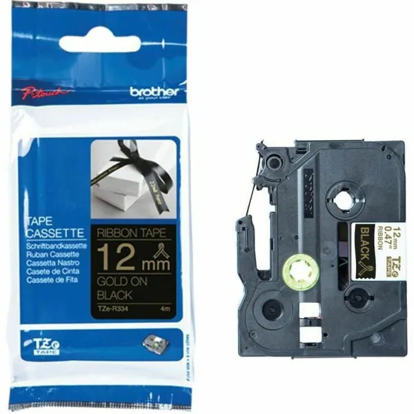 Laminēta lente iekārtu marķēšanai Brother TZE-R334 Melns