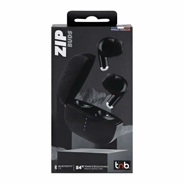 Bezvadu austiņas ar uzlādes ietvaru T'NB ZIP 2 Melns