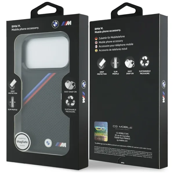 BMW M Tricolor Metal Logo MagSafe - iPhone 17 Pro Case (Black)