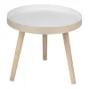 Arti Casa - Round Coffee Table for Living Room 40x36 cm (White / Wood)