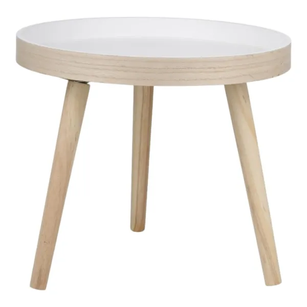 Arti Casa - Round Coffee Table for Living Room 40x36 cm (White / Wood)
