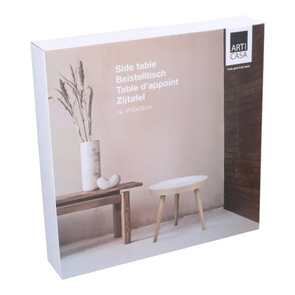 Arti Casa - Round Coffee Table for Living Room 40x36 cm (White / Wood)