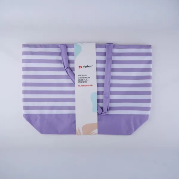 Alpina - Striped Beach Bag 49.3x16x34 cm (Purple / White)