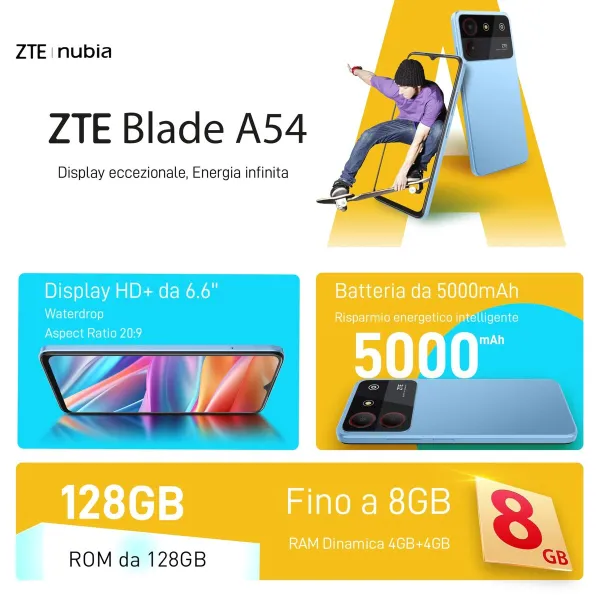 Išmanusis Telefonas ZTE Blade A54 6,6" Octa Core 4 GB RAM 128 GB Pilka