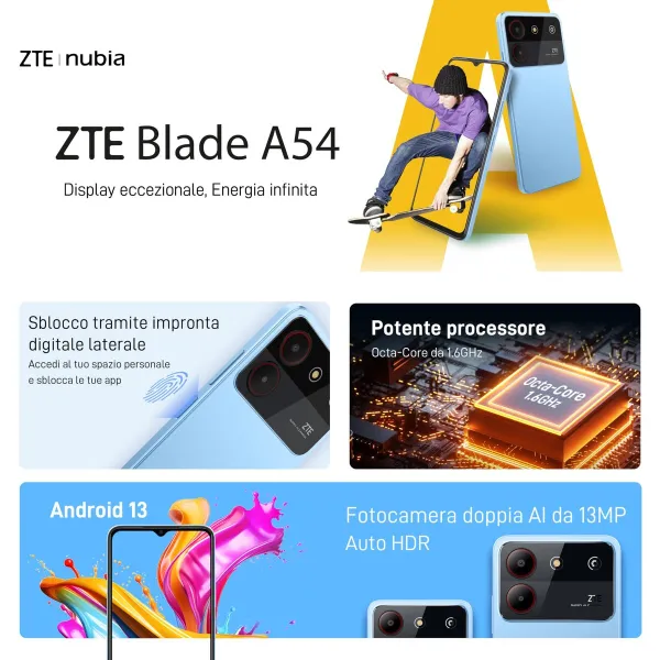Išmanusis Telefonas ZTE Blade A54 6,6" Octa Core 4 GB RAM 128 GB Pilka