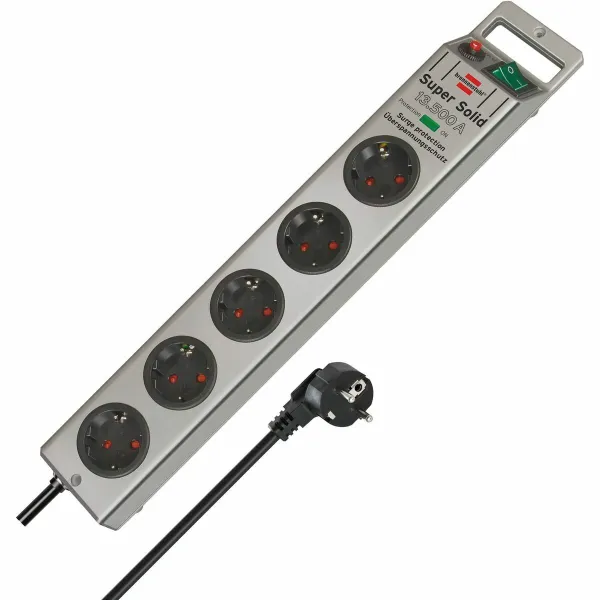 Strāvas virtene - 5 ligzdas ar Slēdzi Brennenstuhl Super-Solid 3600 W (2,5 m)