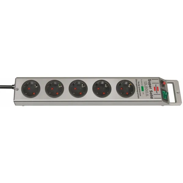Strāvas virtene - 5 ligzdas ar Slēdzi Brennenstuhl Super-Solid 3600 W (2,5 m)