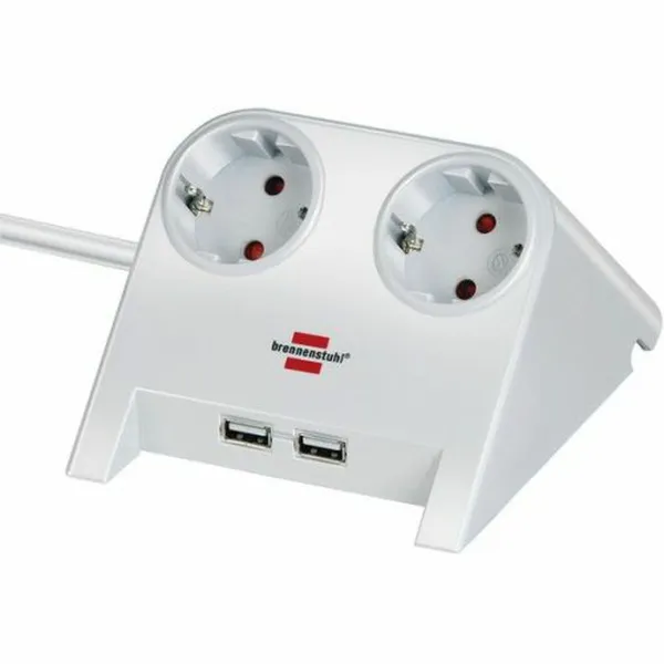 2 kištukų lizdas be maitinimo jungiklio Brennenstuhl 1153520222 3600 W USB x 2 Staltiesė (1,8 m)