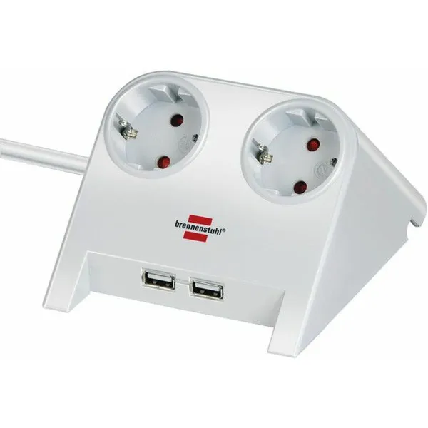 2 kištukų lizdas be maitinimo jungiklio Brennenstuhl 1153520222 3600 W USB x 2 Staltiesė (1,8 m)