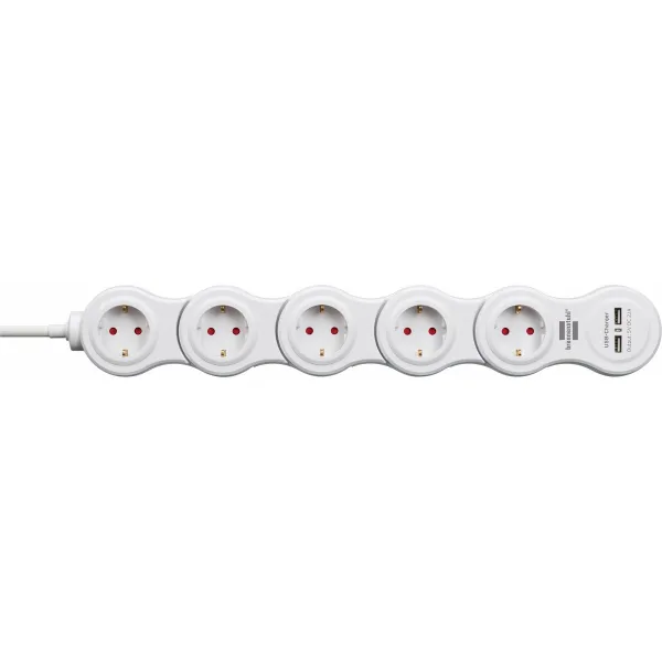 Elektros prailgintuvas su jungikliu, 5 lizdai Brennenstuhl Vario-Power Balta 3600 W USB x 2 (1,4 m)